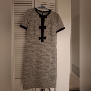 Elegant Black and White Tweed Dress